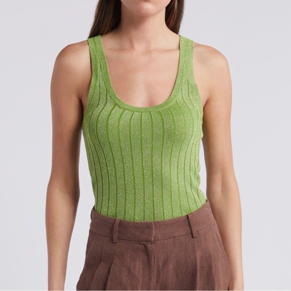 MANGO green sparkle tank top - Picture 2 of 5